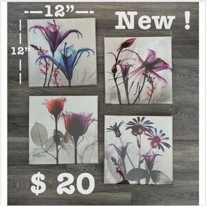Floral Art Print Set - Purple and Red new